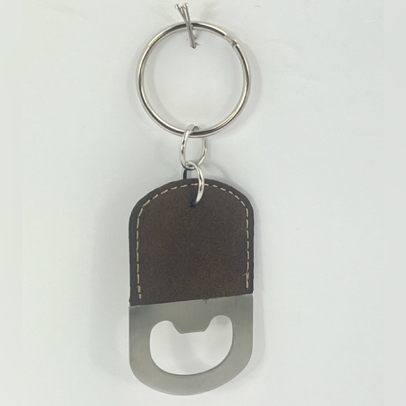 No Label Other - BOTTLE OPENER KEYCHAIN, FAUX LEATHER, BROWN COLOR, SILVER HARDWARE
